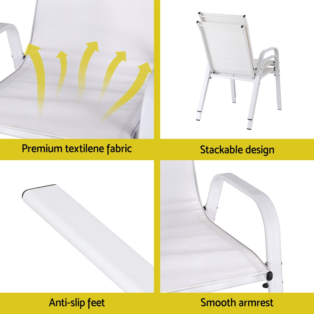 Caspian Stackable Lounge Chairs – White – Set of 4