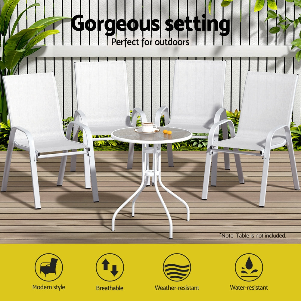 Haven Outdoor Stackable Chairs – White – Set of 6