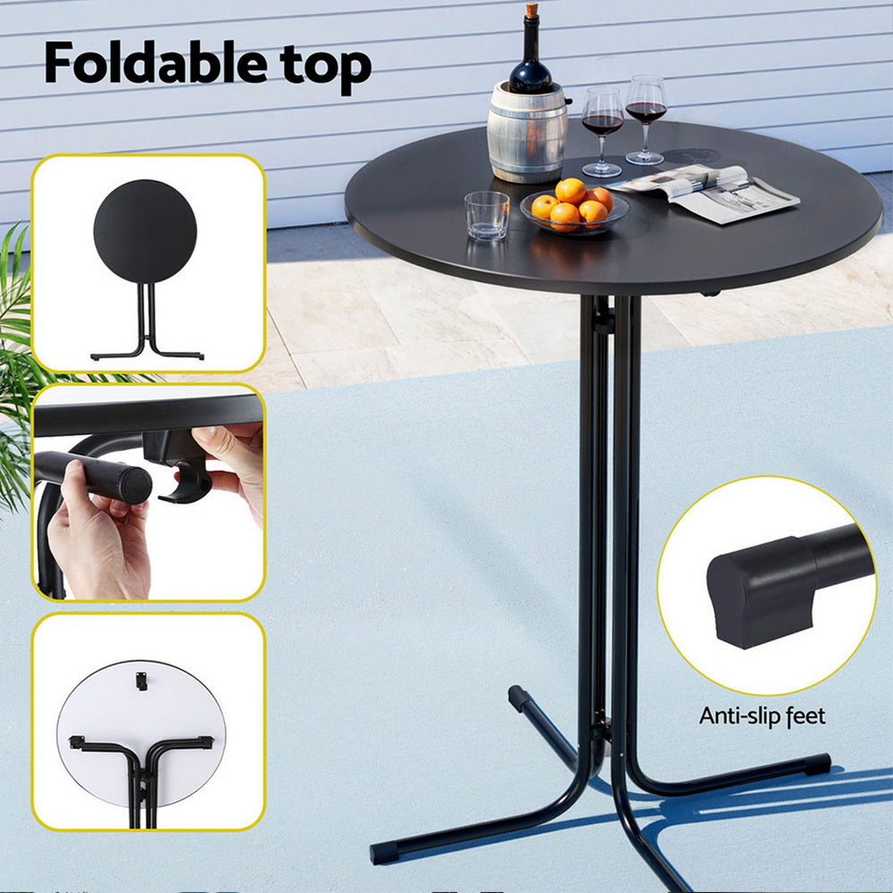 Eclipse Folding Bar Table – Black – 80 cm