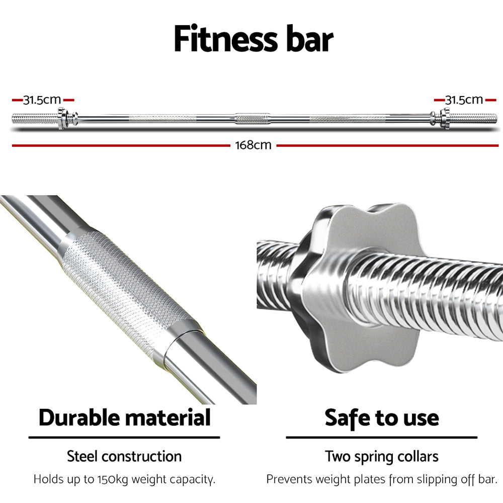 Everfit Barbell Weight Set – Black – 68kg