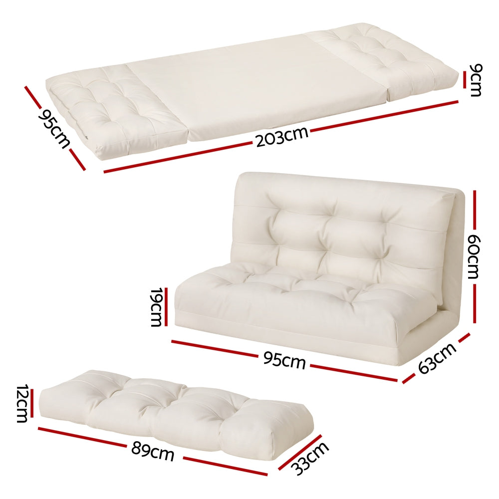 Kenzo Floor Lounge Sofa – White Leather – 2 Seaters