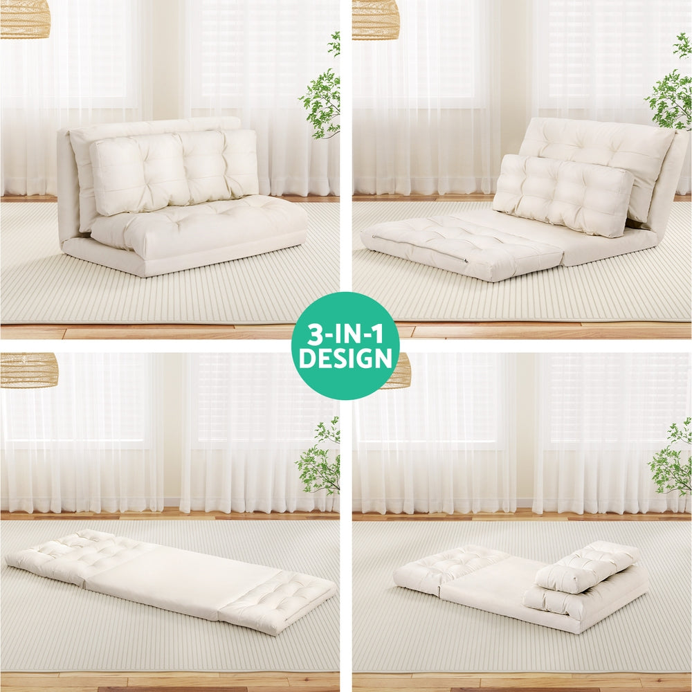 Kenzo Floor Lounge Sofa – White Leather – 2 Seaters
