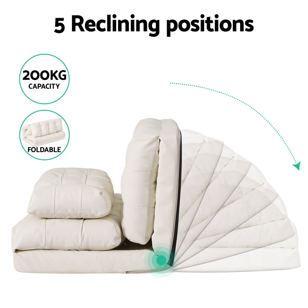 Kenzo Floor Lounge Sofa – White Leather – 2 Seaters
