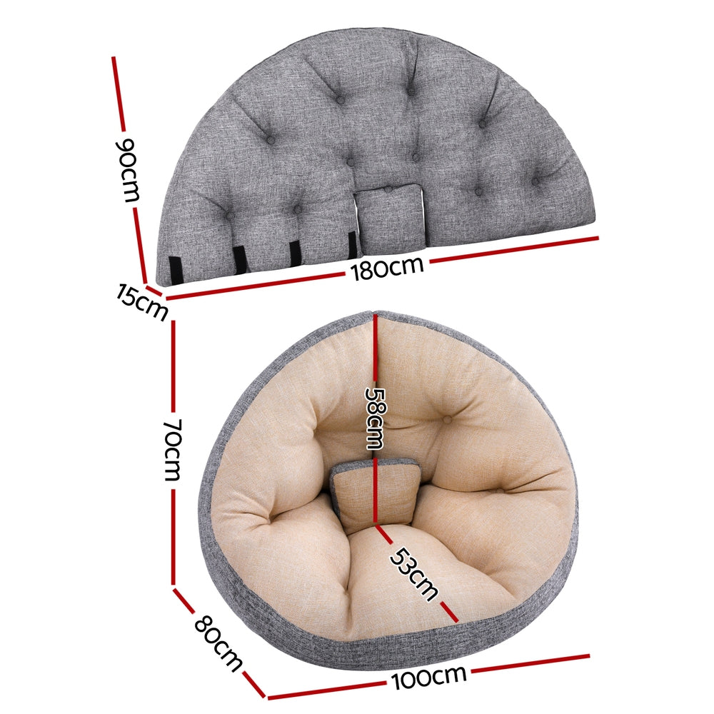 Kyoto Foldable Floor Lounge Sofa Bed – Beige – 180 cm