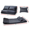 2-seater Suede Lounge Sofa Bed - Charcoal