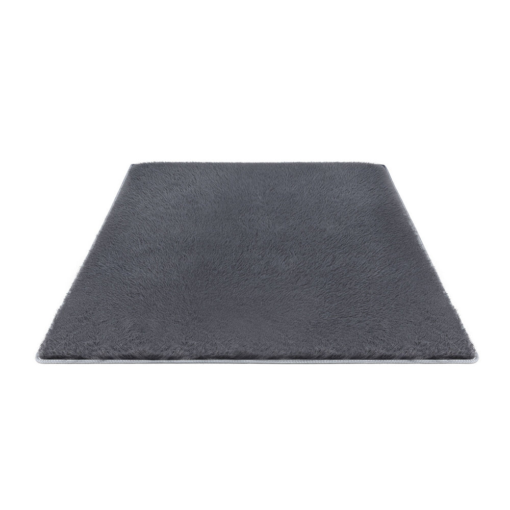Floor Rug Plush Area Shaggy Rug Living Room Bedroom Carpet Grey