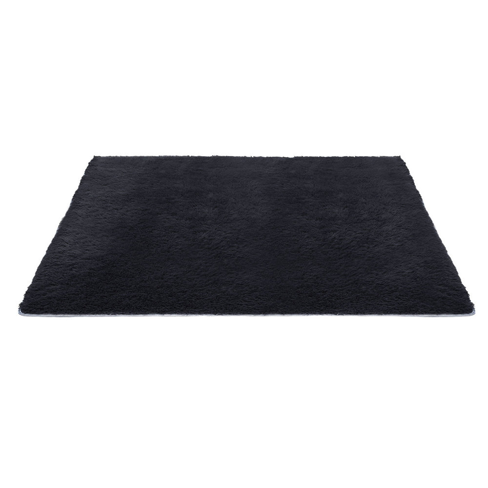 Luxe Shaggy Area Rug – Black – 200 x 230 cm