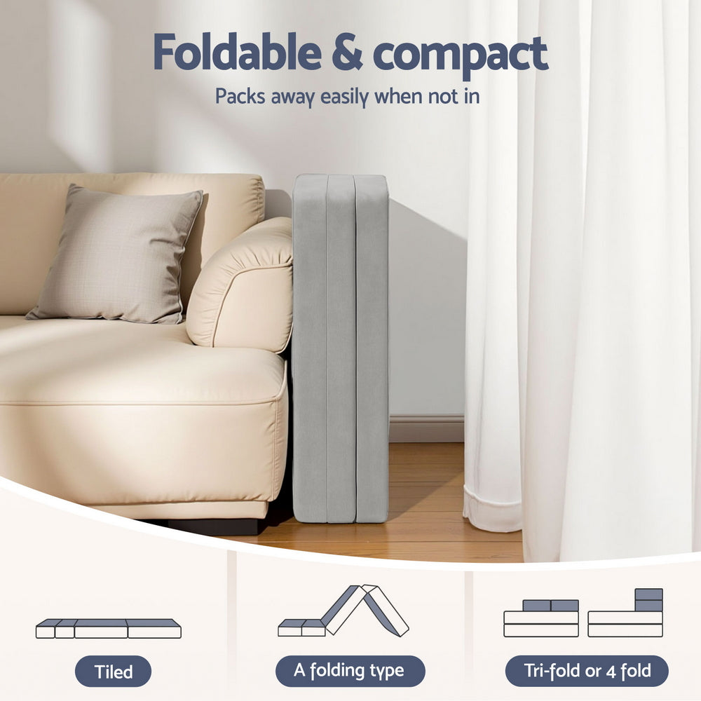 Braxton Quad Fold Memory Foam Mattress – Grey – Single