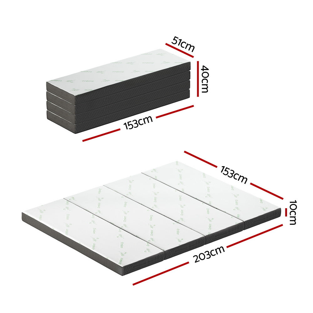 Serano Foldable Bamboo Mattress – White – Queen