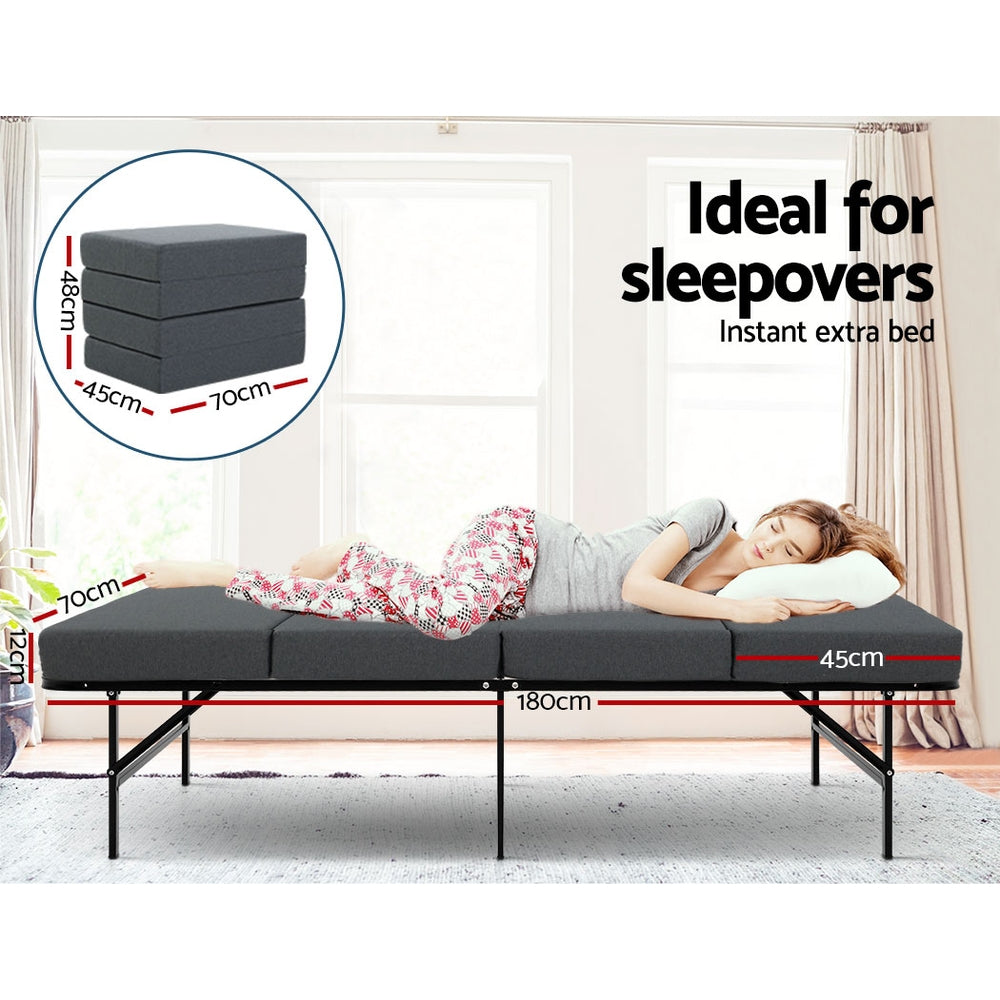 Zenith Folding Memory Foam Mattress – Grey – Kids
