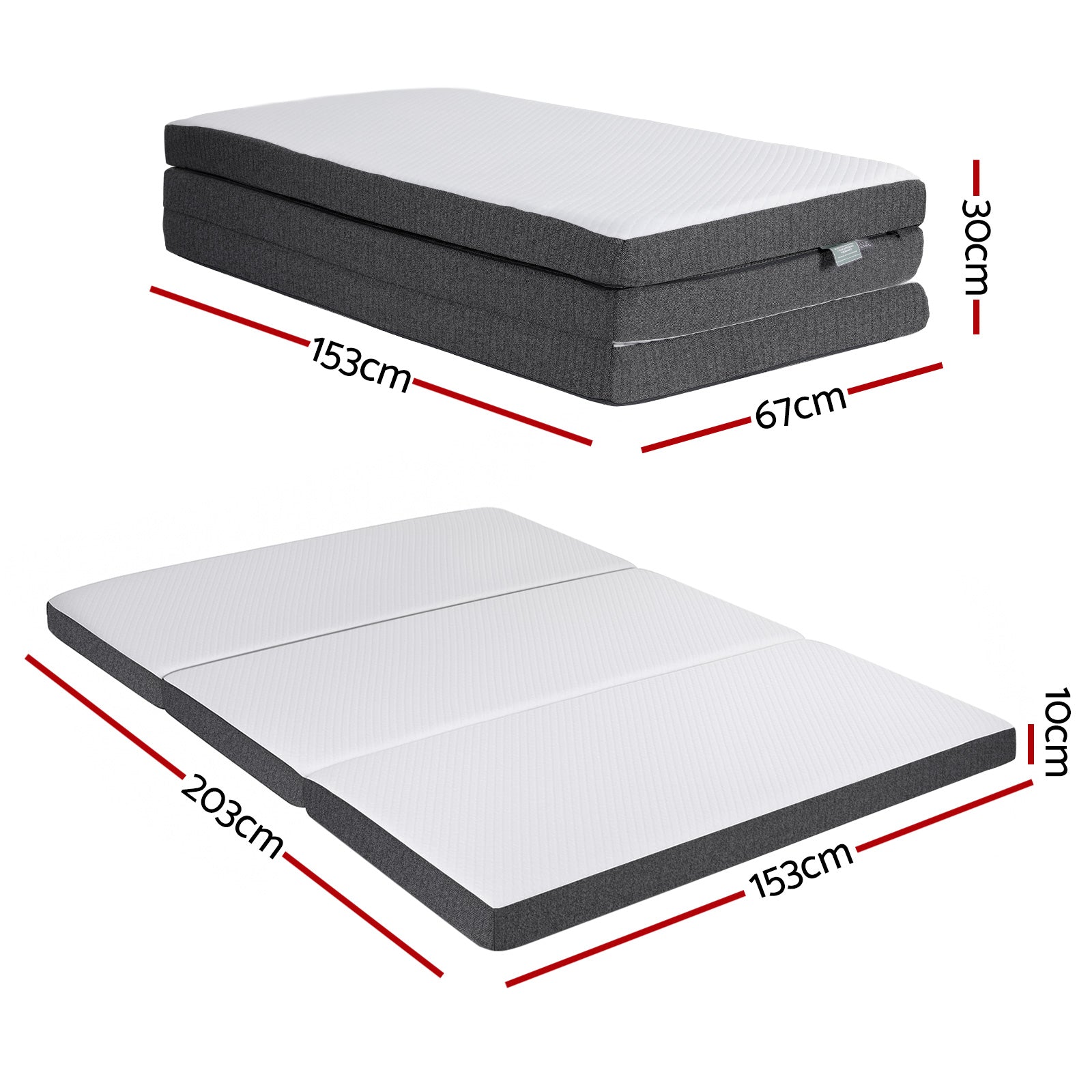 Tranquil Folding Memory Foam Mattress – White – Queen