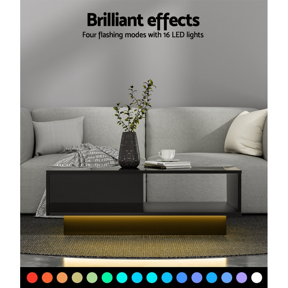 Lumina LED Coffee Table – Black – 95 cm