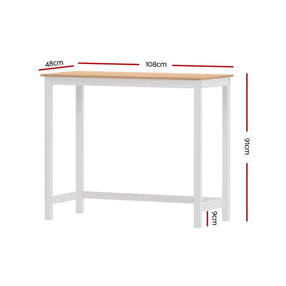 Ari Solid Pine Bar Table – Pine & White – 108 cm