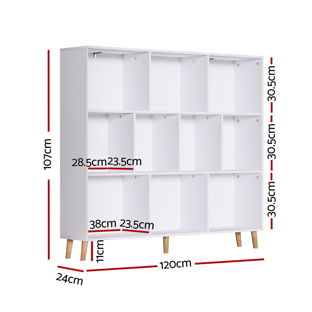 Cora 3-Tier Cube Bookshelf – White & Pine – 107 cm