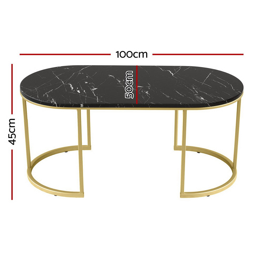 Luxor Coffee Table – Black & Gold – 100 cm