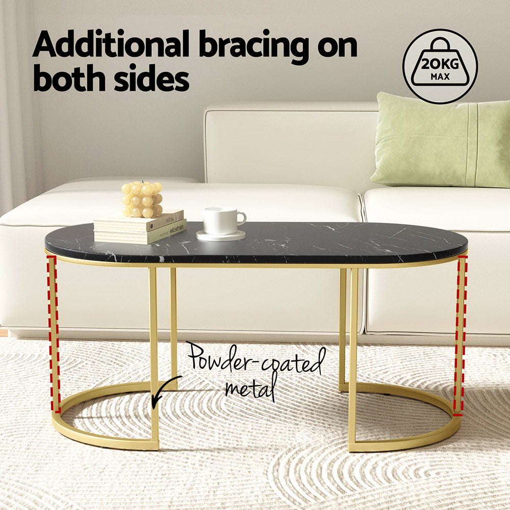 Luxor Coffee Table – Black & Gold – 100 cm