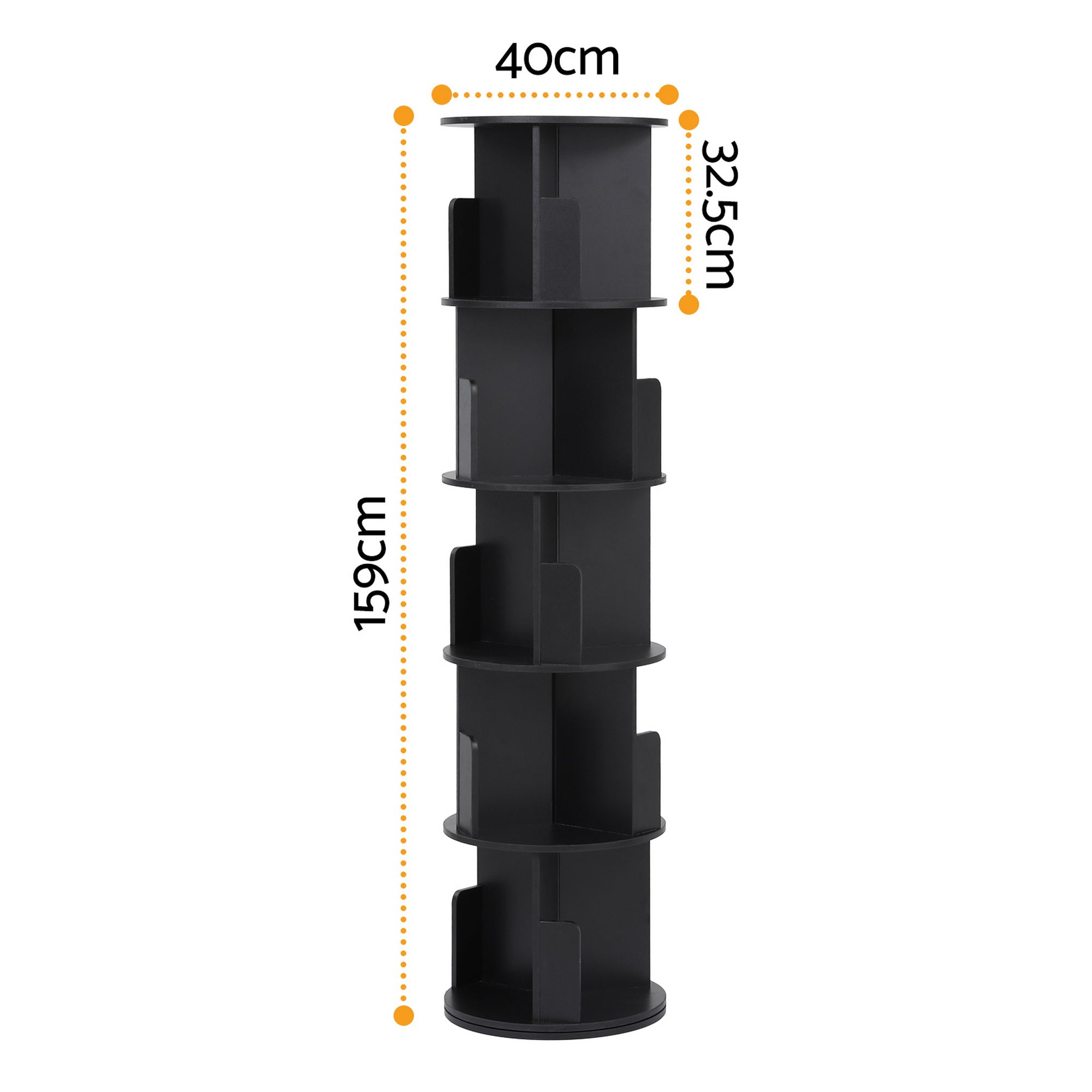 Haven Rotating Bookshelf – Black – 159 cm