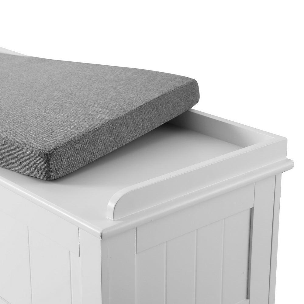 Camille Fluted Storage Ottoman – Grey – 140 cm