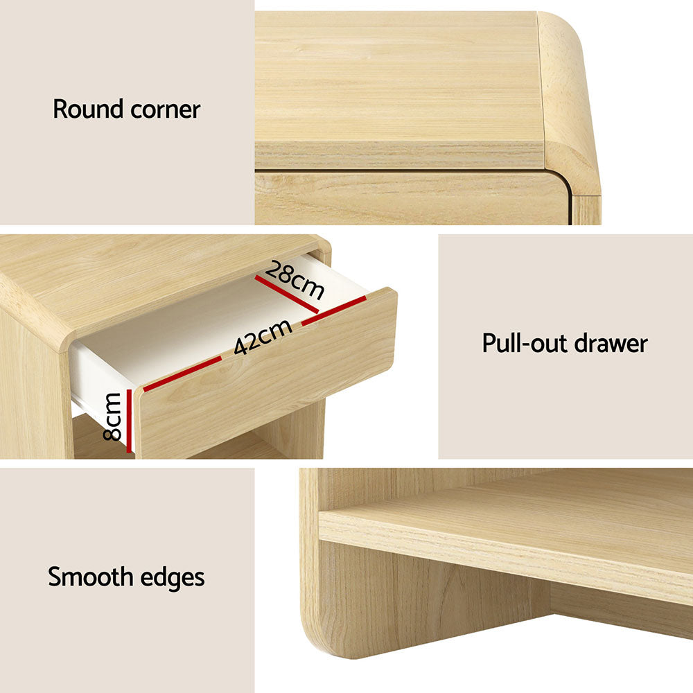 Alderon Bedside Table – Pine – 50 cm