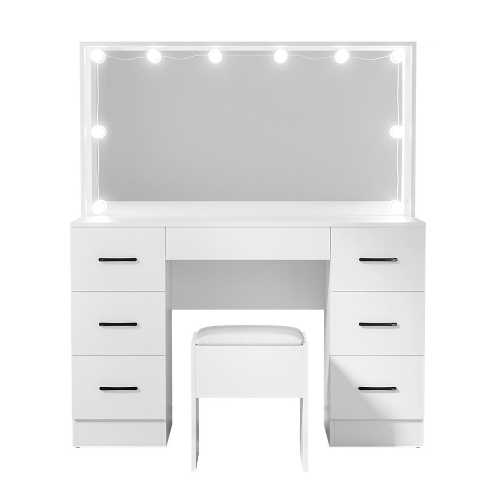 Debbie LED Dressing Table Set – White – 10 LED Bulbs