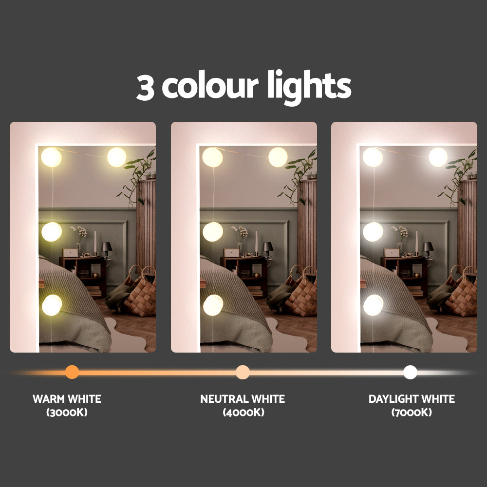 Debbie LED Dressing Table Set – White – 10 LED Bulbs