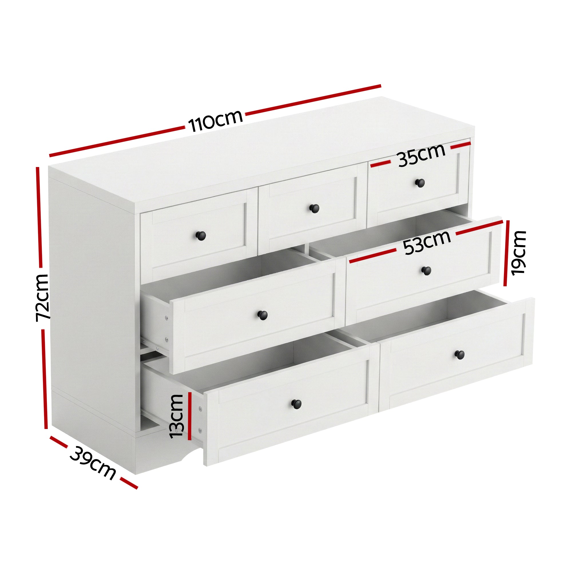 Arlo Chest of Drawers – White – 110 cm