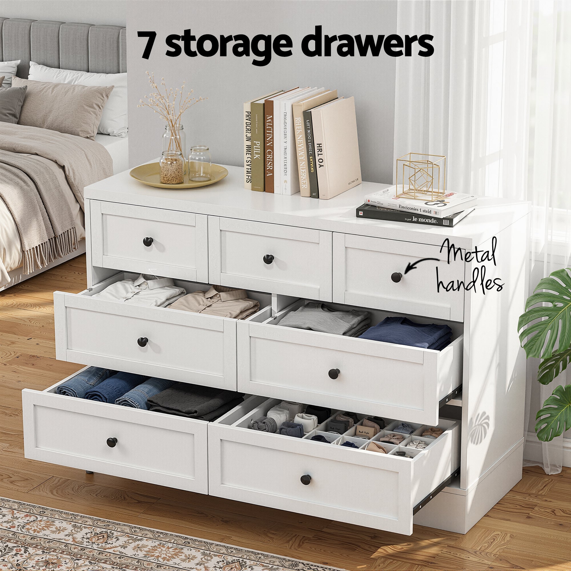 Arlo Chest of Drawers – White – 110 cm