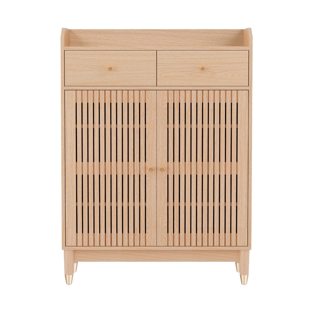 Hudson 4-Tier Shoe Cabinet – Pine – 16 Pairs