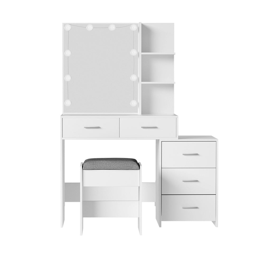Valentino LED Dressing Table Set – White