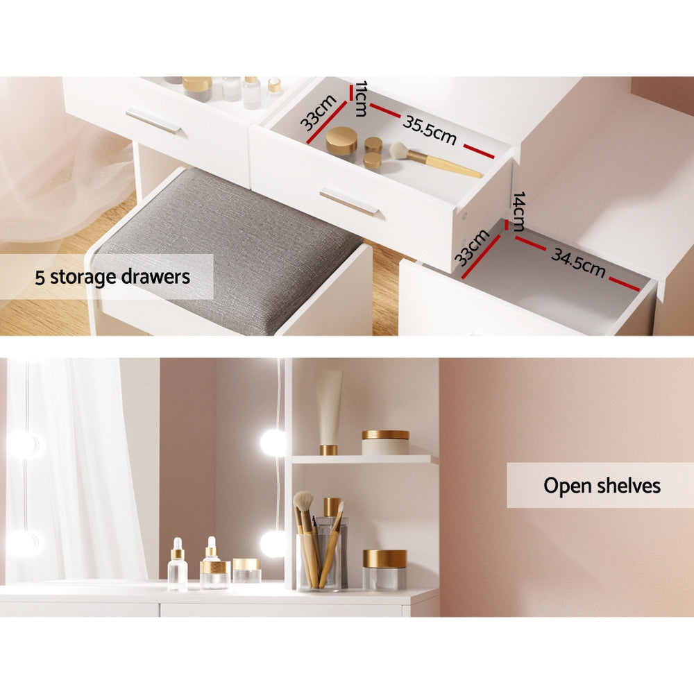 Valentino LED Dressing Table Set – White