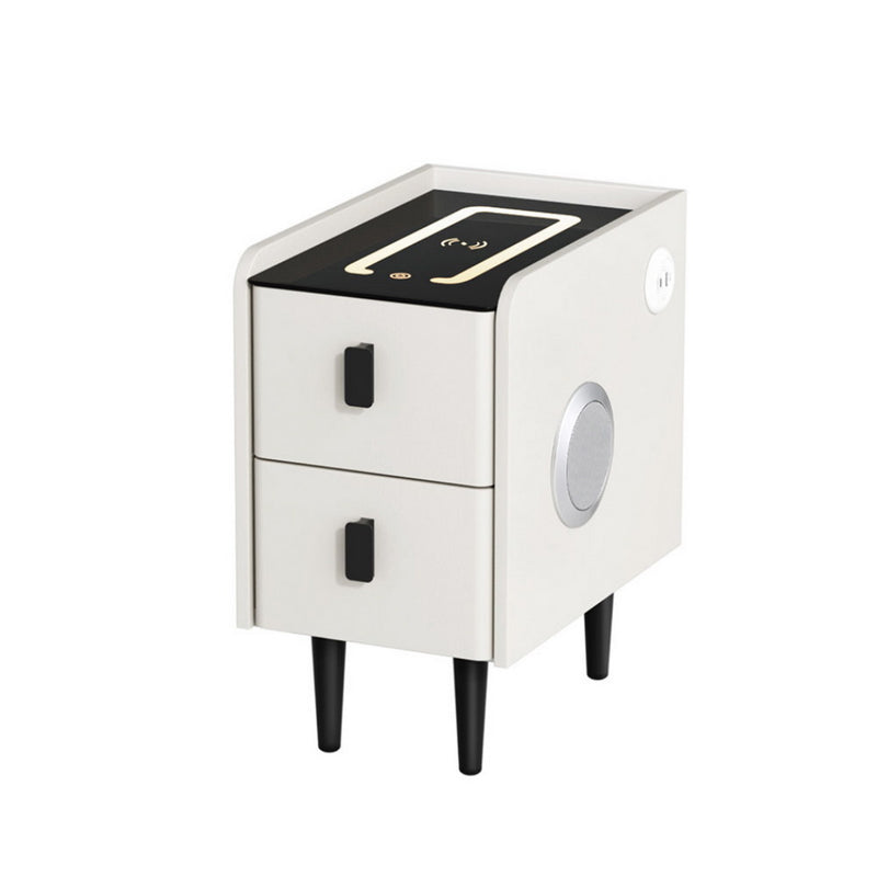 Smart Bedside Table with Wireless Charging – AIDA White