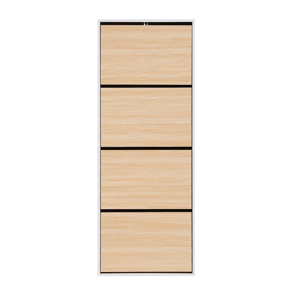Callan Tall Shoe Cabinet – White & Pine – 24 Pairs