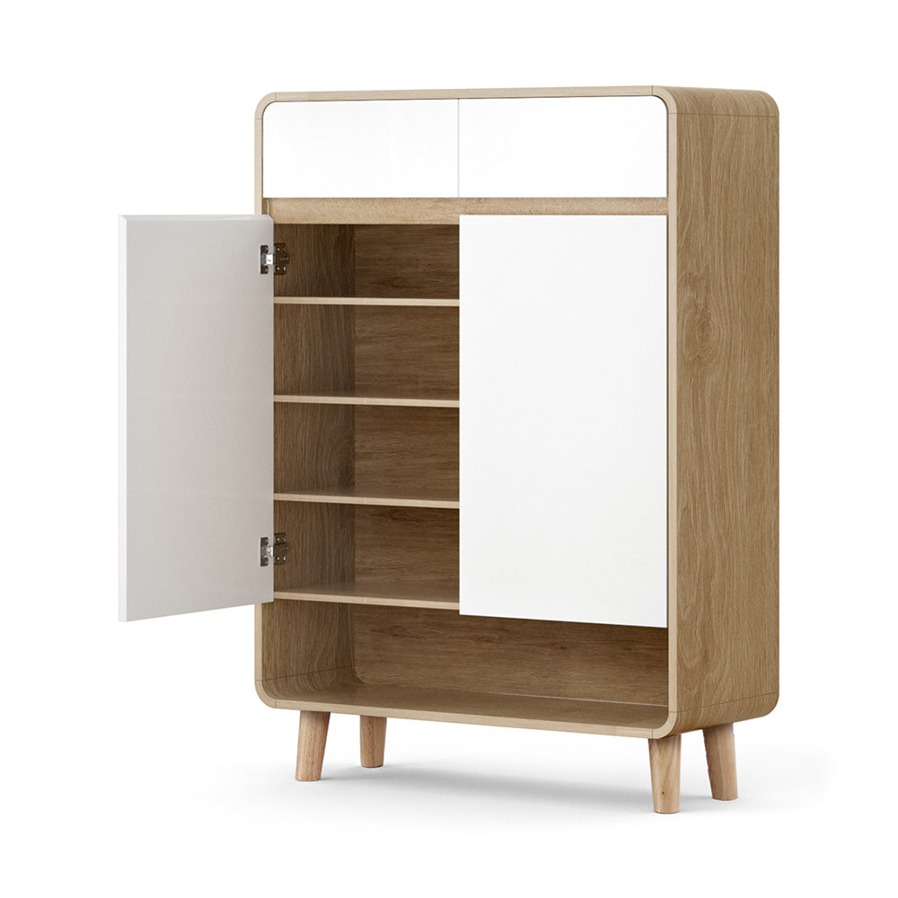 Shoe Rack Cabinet 20 Pairs Storage Cupboard Pine&White