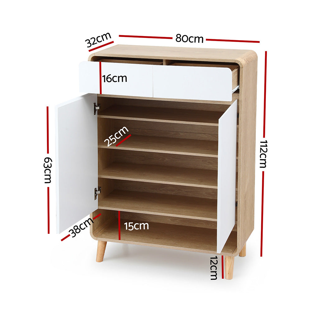 Preston Shoe Cabinet – White & Pine – 112 cm