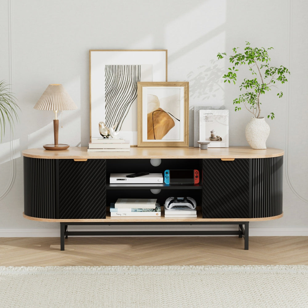 Arlo TV Unit Entertainment Unit Storage Cabinet Black Pine
