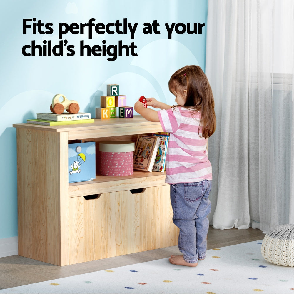 Kellan Kids Bookshelf with 3 Drawers – White – 95 cm