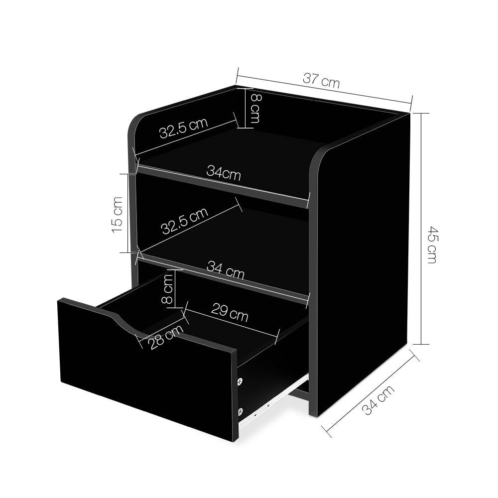 Fara Bedside Table – Black – 1 Drawer