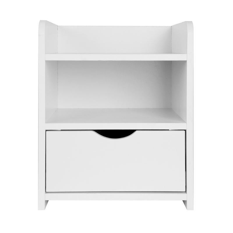 1 Drawer Bedside Table with Shelf - White