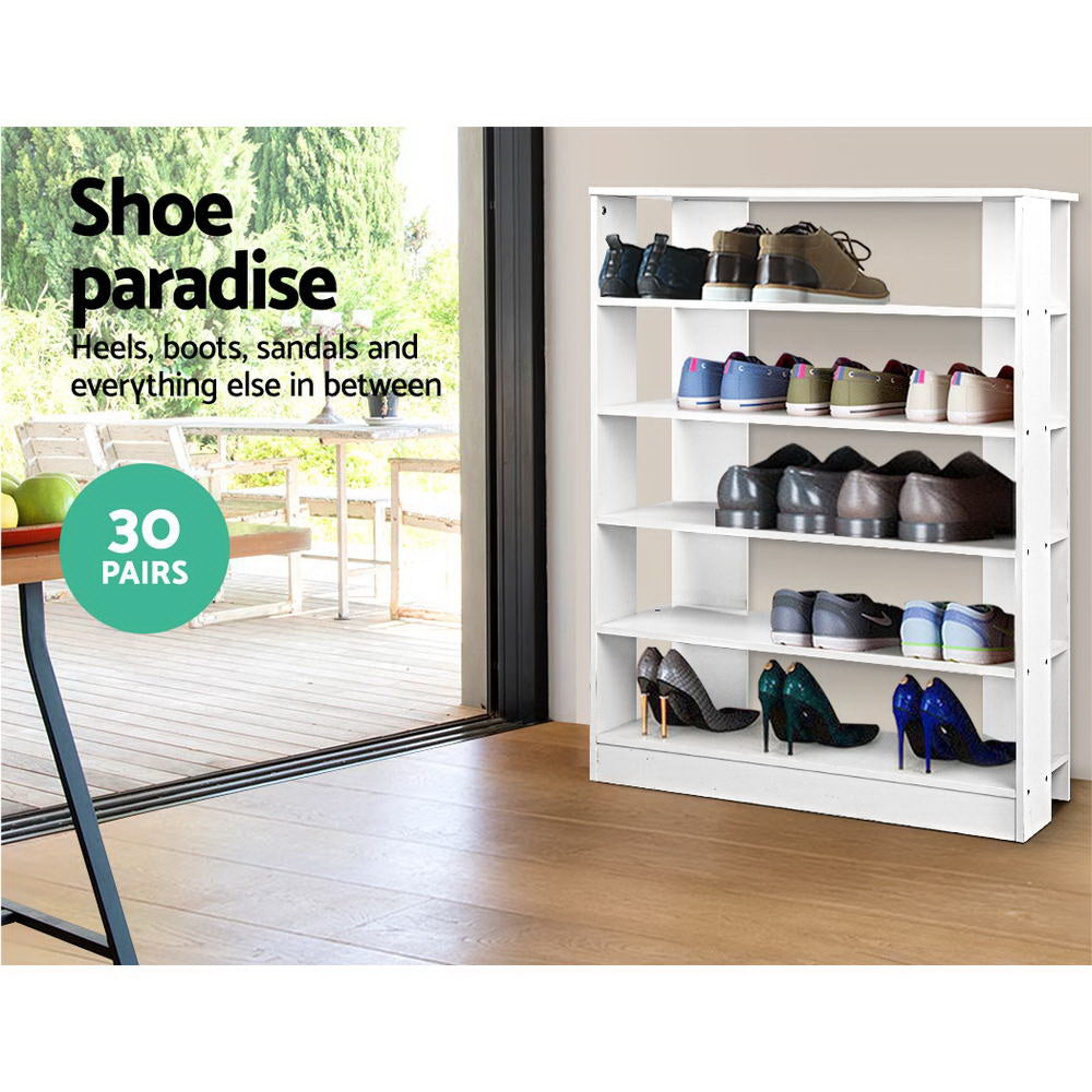 Orderly 6 Tier Shoe Rack Cabinet – White – Large