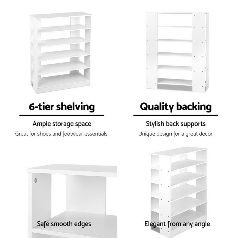 6-Tier Shoe Rack Cabinet - White