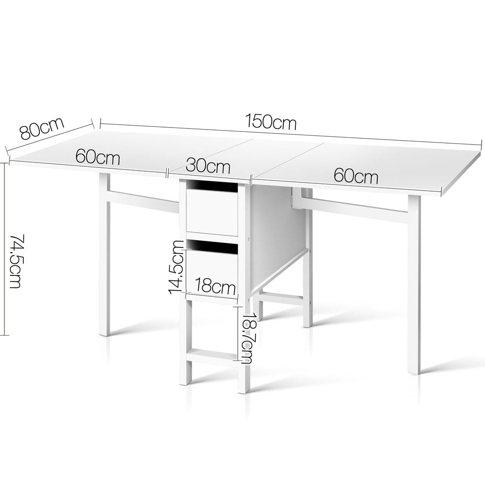 Fletcher Extendable Dining Table – White – 80 cm