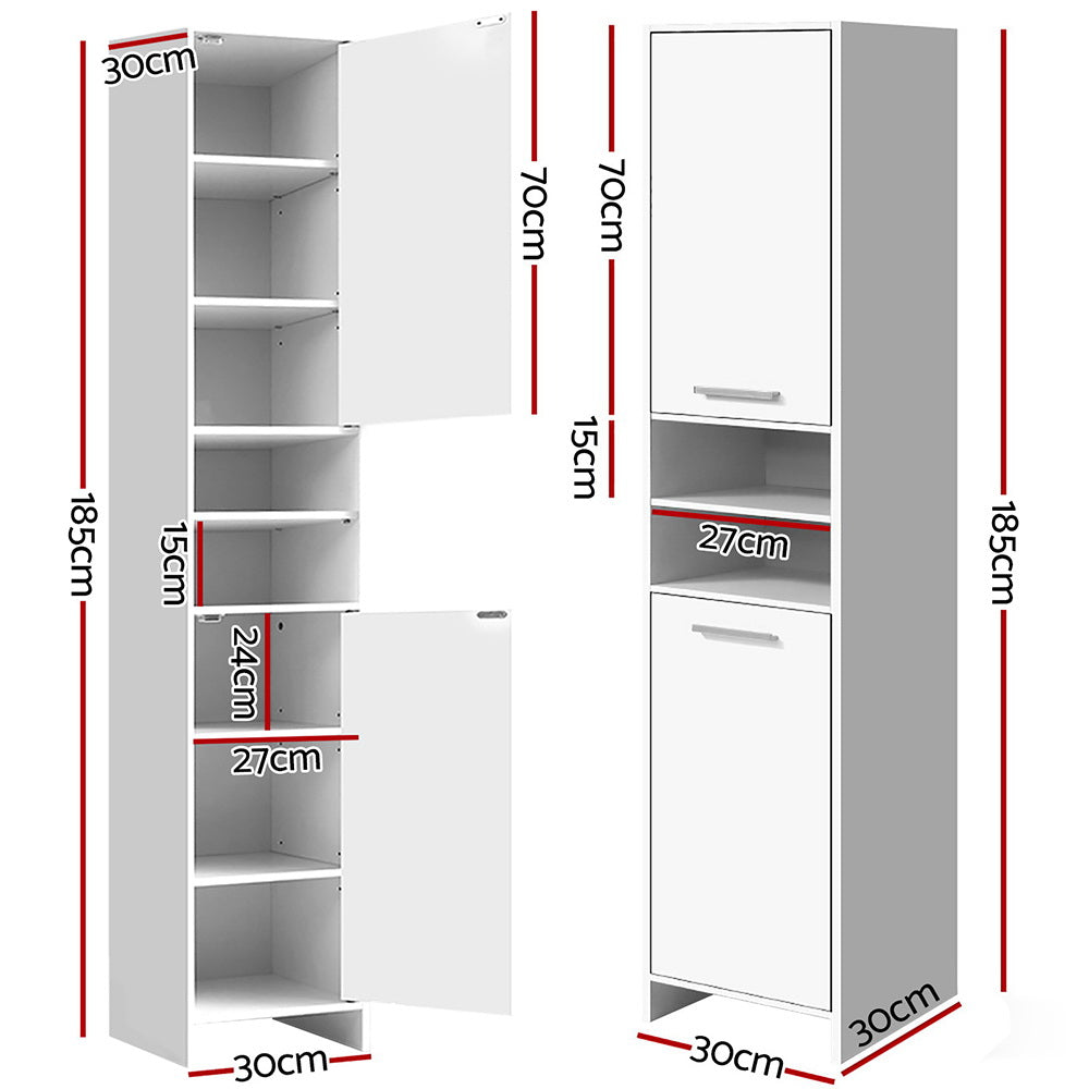 Meridian Tall Storage Cabinet – White – 185 cm