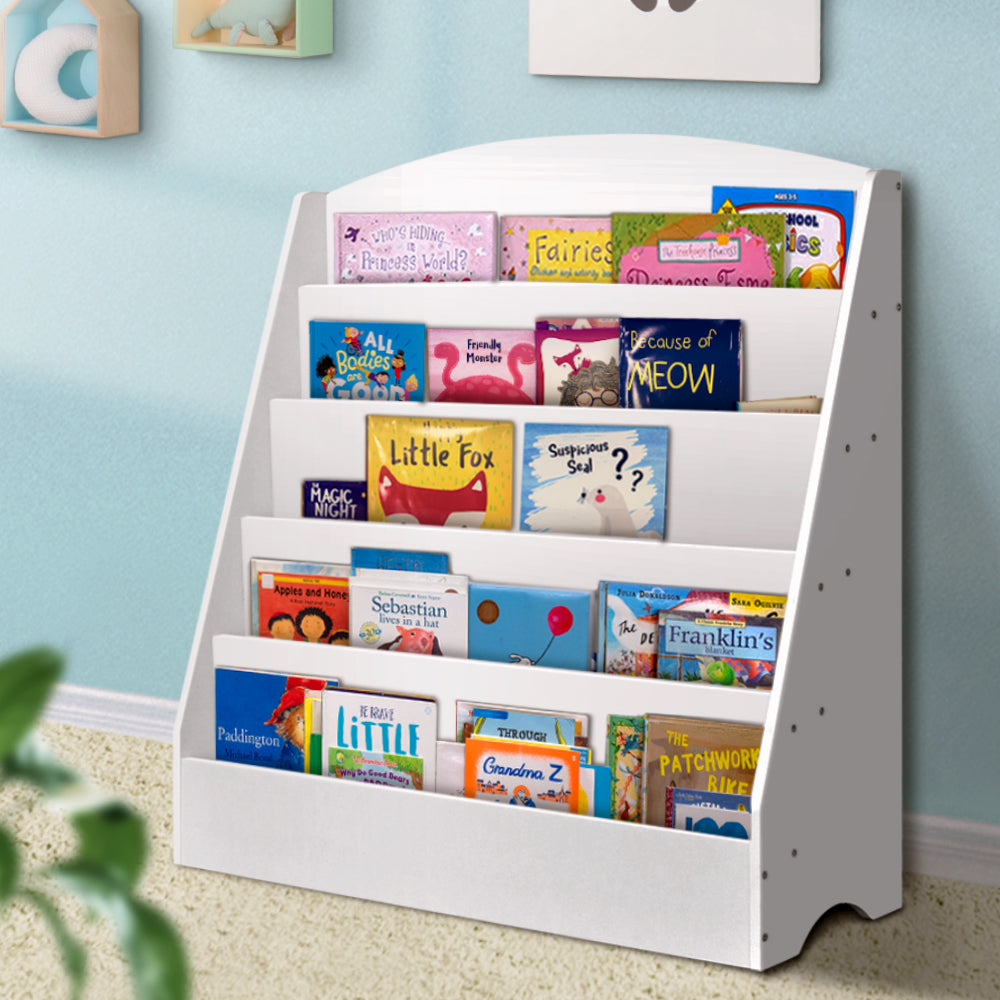 Haven 5 Tiers Kids Bookshelf Magazine Shelf Organiser Bookcase Display Rack White