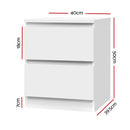 2 Drawers Bedside Table - White