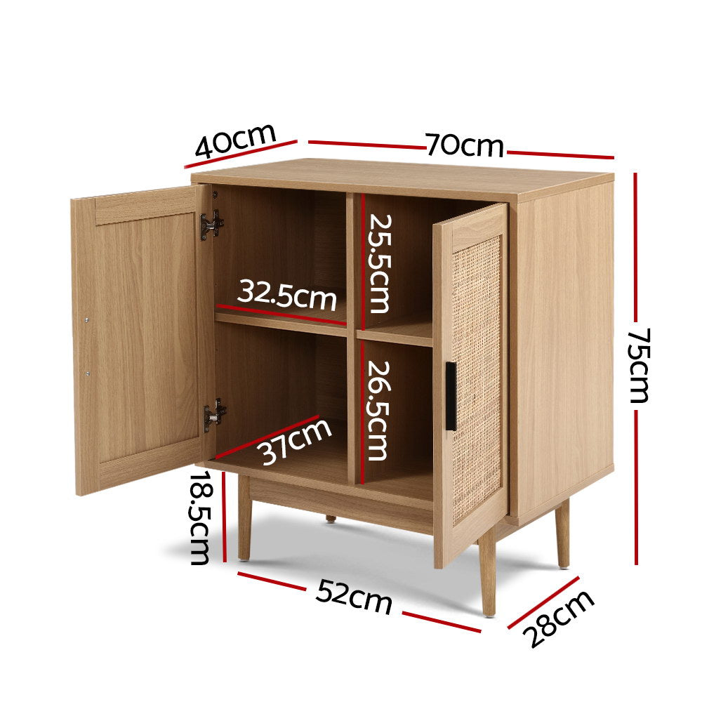 Briony Rattan Buffet Sideboard – Oak – 70 cm