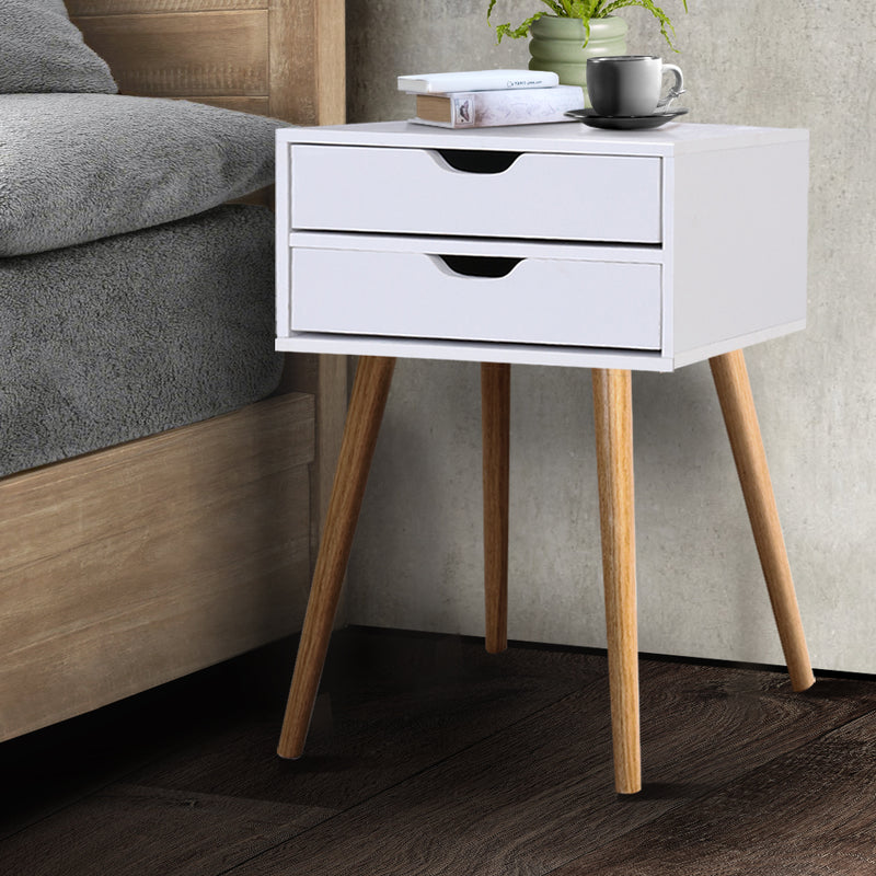 2 Drawer - Bedside Table - White