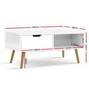 Coffee Table with Storage Drawer - White