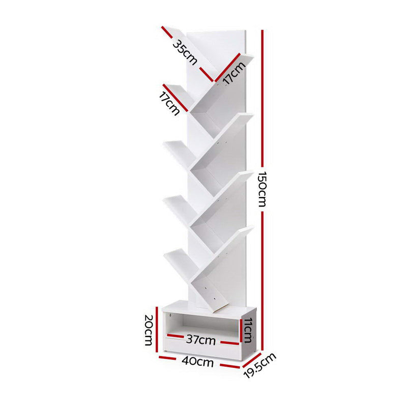 9 Tier Tree Bookshelf - White