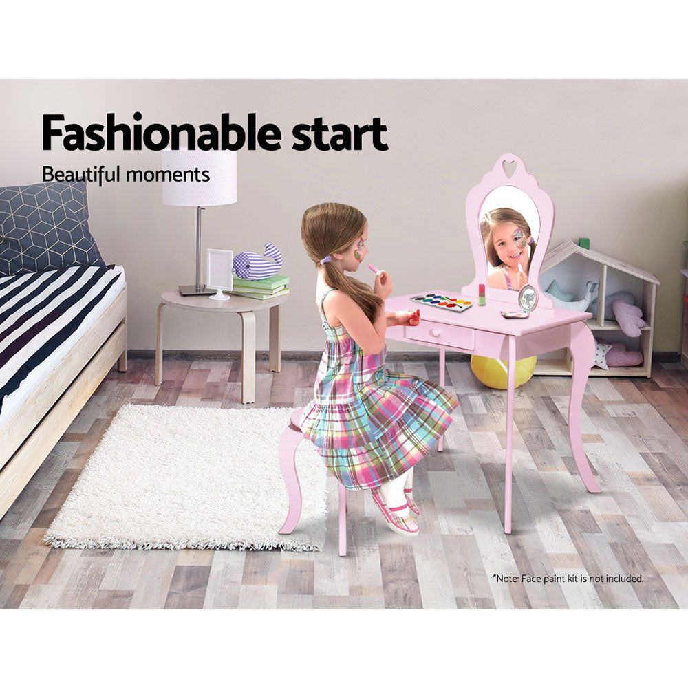 Princess Kids Dressing Table & Stool Set – Pink – Standard