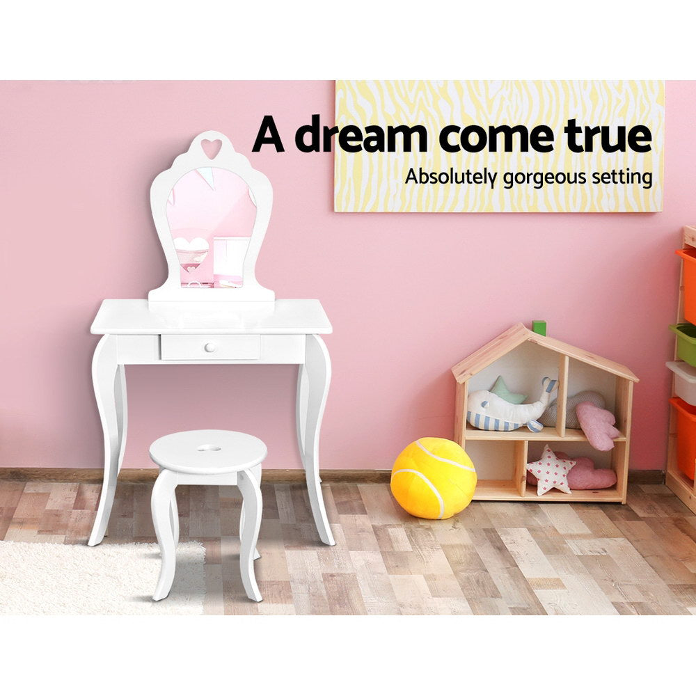 Zelda Kids Dressing Table & Stool Set – White